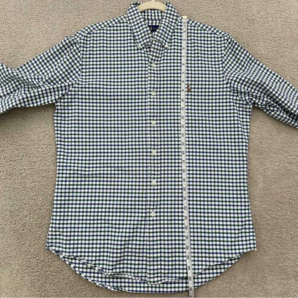 Ralph Lauren Blue, Green & White Checkered Oxford Shirt- Polo Button Down - Picture 15 of 17
